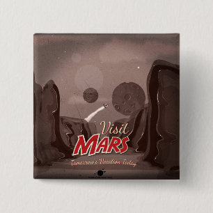 Besuchen Sie Mars Vintage Poster Button