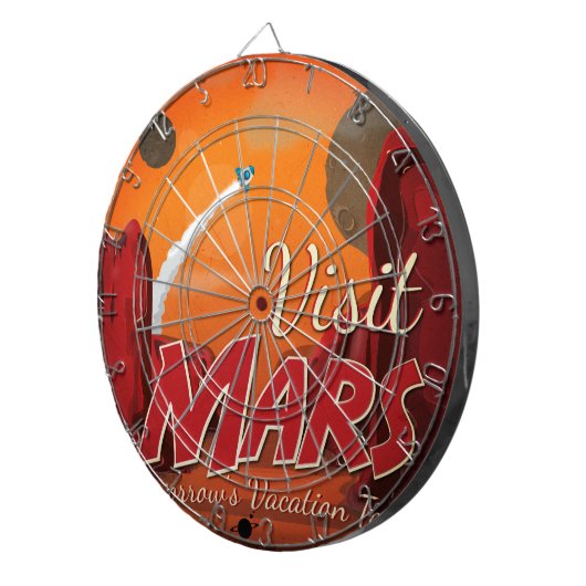 Besuchen Sie Mars Vintage Poster Dartscheibe (Vorderseite rechts)