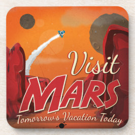Besuchen Sie Mars Vintage Poster Getränkeuntersetzer