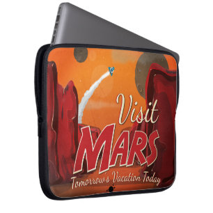 Besuchen Sie Mars Vintage Poster Laptopschutzhülle