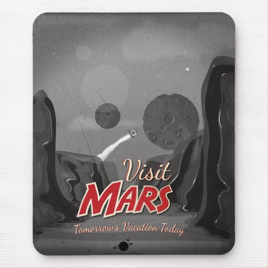 Besuchen Sie Mars Vintage Poster Mousepad (Vorne)