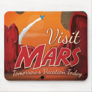 Besuchen Sie Mars Vintage Poster Mousepad
