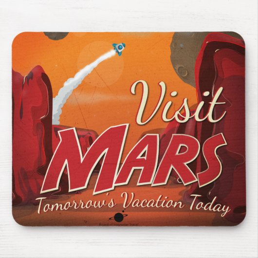 Besuchen Sie Mars Vintage Poster Mousepad (Vorne)