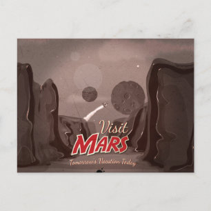 Besuchen Sie Mars Vintage Poster Postkarte