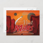 Besuchen Sie Mars Vintage Poster Postkarte (Vorne/Hinten)