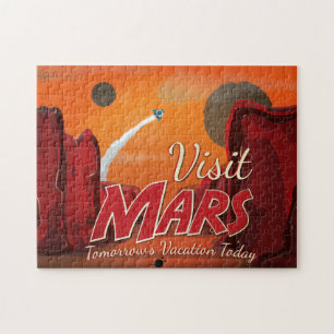 Besuchen Sie Mars Vintage Poster Puzzle