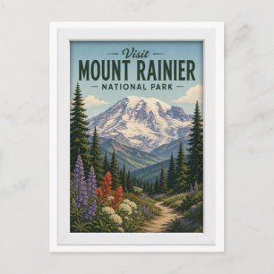 Besuchen Sie Mount Rainier National Park Reise Vin Postkarte