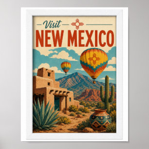 Besuchen Sie New Mexico Reise Vintage Poster