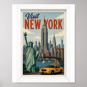 Besuchen Sie New York Reise Vintage Poster