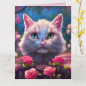 BESUCHEN SIE NIEDLICHE KATZE-GROSSKARTEN KARTE (Gelbe Blume)