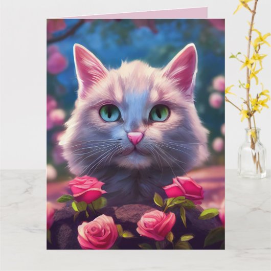 BESUCHEN SIE NIEDLICHE KATZE-GROSSKARTEN KARTE (Gelbe Blume)