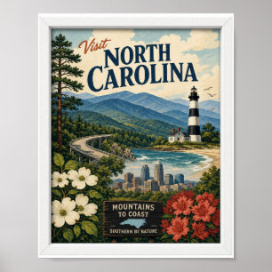 Besuchen Sie North Carolina Reise Vintage Poster