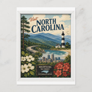 Besuchen Sie North Carolina Reise Vintage Postkarte