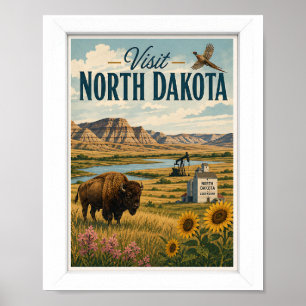 Besuchen Sie North Dakota Travel Vintage Poster
