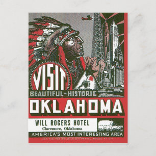 Besuchen Sie Oklahoma Vintage-Reiseplakat-Kunstwer Postkarte