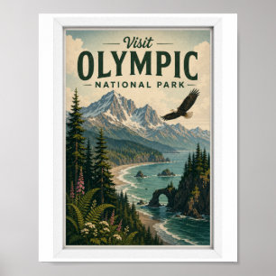 Besuchen Sie Olympic National Park Reise Vintage Poster