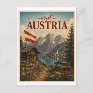 Besuchen Sie Österreich Reise Vintage Postkarte