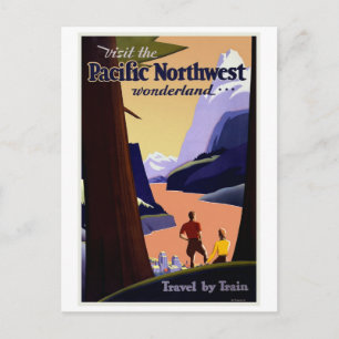 Besuchen Sie Pacific Northwest Vintage Postkarte
