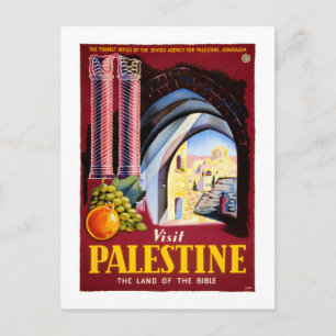 Besuchen Sie Palästina Vintage-Reiseplakat Restaur Postkarte