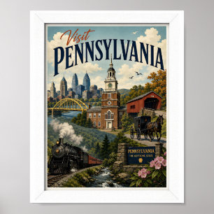 Besuchen Sie Pennsylvania Travel Vintage Poster