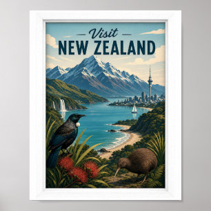 Besuchen Sie Reisen Neuseeland Vintage Poster