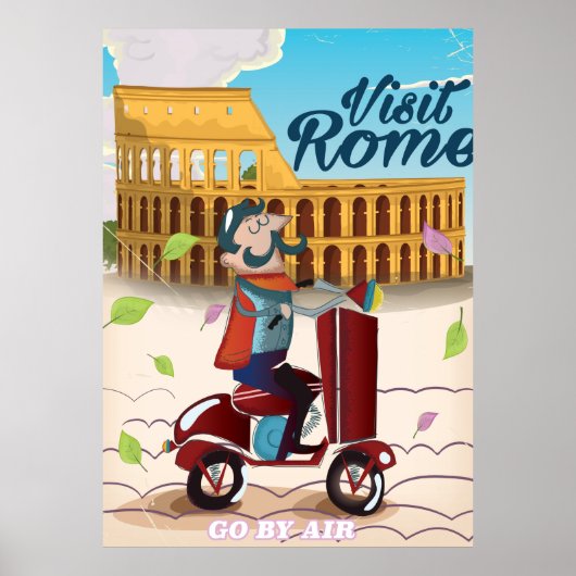 Besuchen Sie Rom Cartoon Reiseplakat Poster (Vorne)
