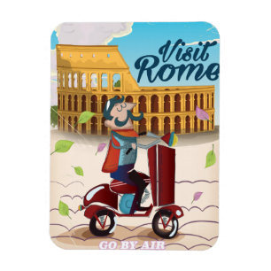 Besuchen Sie Rom Cartoon-Reiseposter Magnet