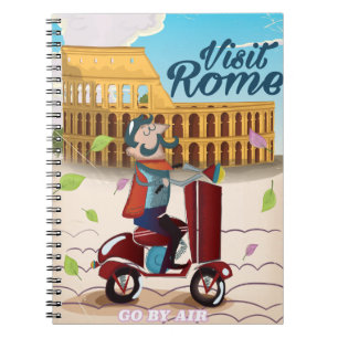 Besuchen Sie Rom Cartoon-Reiseposter Notizblock