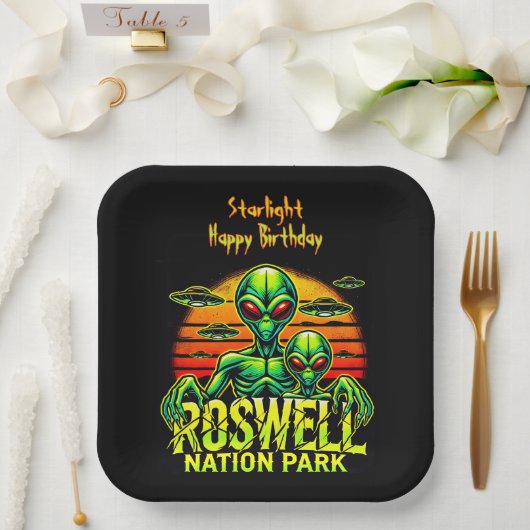Besuchen Sie Roswell's Alien Encounter Spot! Pappteller (Hochzeit)
