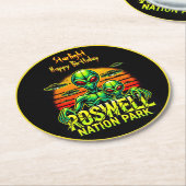 Besuchen Sie Roswell's Alien Encounter Spot! Runder Pappuntersetzer (Angewinkelt)