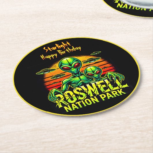 Besuchen Sie Roswell's Alien Encounter Spot! Runder Pappuntersetzer (Angewinkelt)