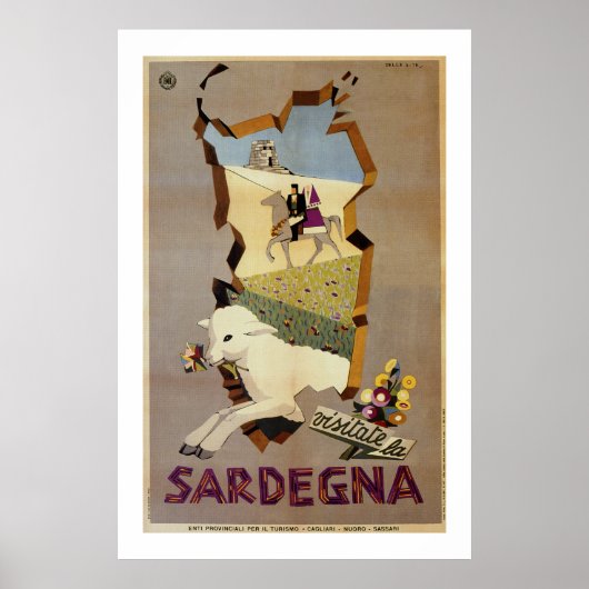 Besuchen Sie Sardinien Vintage italienische Reisea Poster (Vorne)