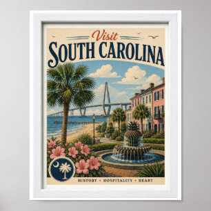 Besuchen Sie South Carolina Travel Vintage Poster