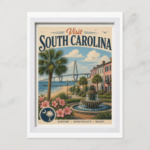 Besuchen Sie South Carolina Travel Vintage Postkarte