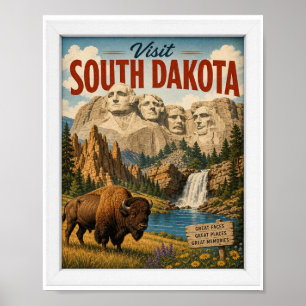 Besuchen Sie South Dakota Travel Vintage Poster