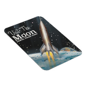 Besuchen Sie The Moon Vintage Science-Fiction-Reis Magnet