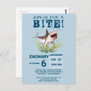 Besuchen Sie uns für eine Bite Funny Shark Boys Ge Postkarte