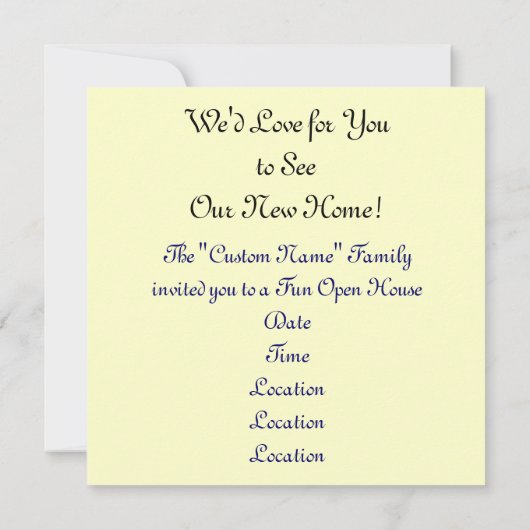 Besuchen Sie unser neues Open House Zuhause Einladung (Rückseite)