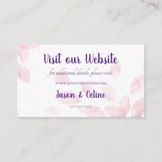 Besuchen Sie unsere Website Wedding Card Platzkarte (Vorderseite)