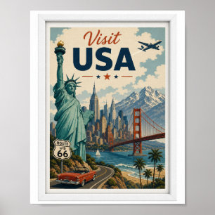 Besuchen Sie USA Reise Vintage Poster