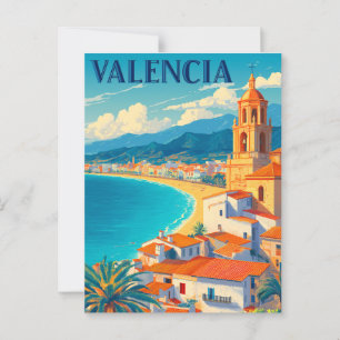 Besuchen Sie Valencia Spanien Retro Reise Postkarte