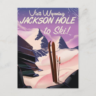 Besuchen Sie Wyoming! Jackson Hole Skireise Poster Postkarte