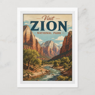 Besuchen Sie Zion National Park Reise Vintage Postkarte
