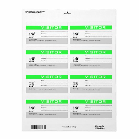 Besucher-Abzeichen-Label Grün (Vorne)