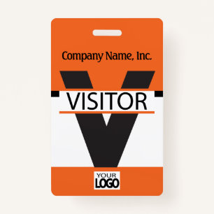 Besucher-Abzeichen mit Ihrem Logo - Helles Orange Ausweis