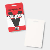 Besucher-Abzeichen mit Ihrem Logo - Rot Ausweis (Vorder- & Rückseite)
