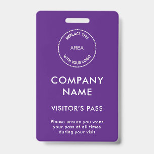 Besucher Ausweis Firmenname Logo Lila Weiß