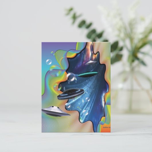 Besucher der Raumfahrt Postkarte (Stehend Vorderseite)