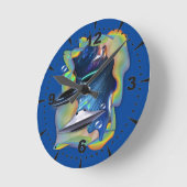 Besucher der Raumfahrt Runde Wanduhr (Winkel)
