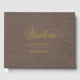 Besucher Elegantes Kunstleder und Gold Gästebuch